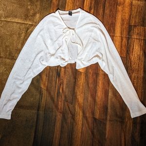 White Raglan Sleeve Crop Cardigan Top